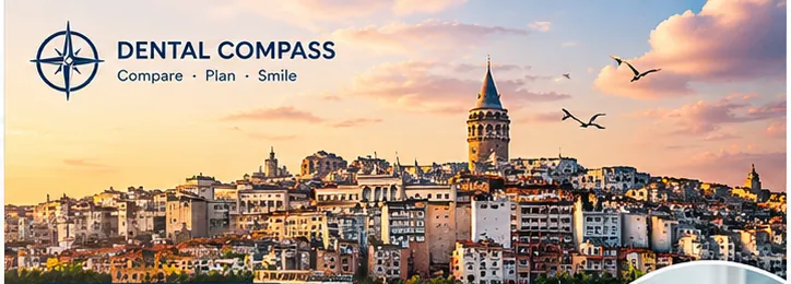 Illustrated Dental Compass header showing the Istanbul skyline and Galata Tower at sunset